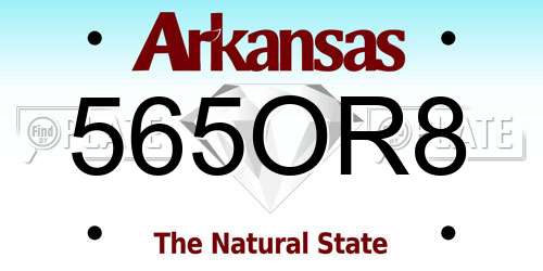 565OR8 Arkansas License Plate