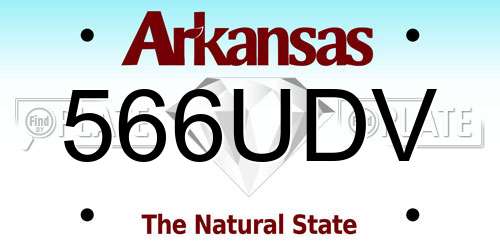 566UDV Arkansas License Plate
