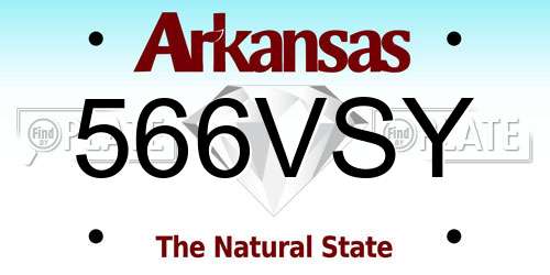 566VSY Arkansas License Plate