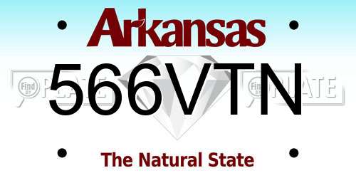 566VTN Arkansas License Plate