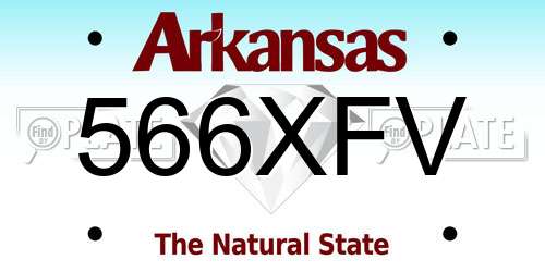 566XFV Arkansas License Plate