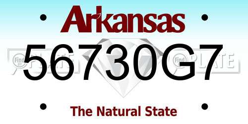 56730G7 Arkansas License Plate