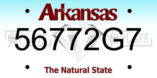 56772G7 Arkansas License Plate