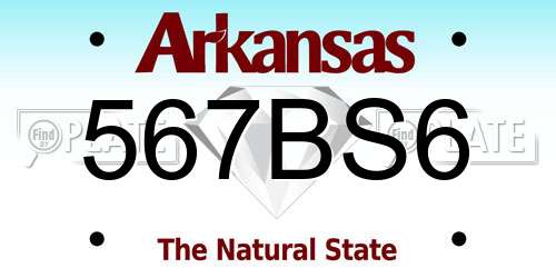 567BS6 Arkansas License Plate