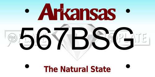 567BSG Arkansas License Plate