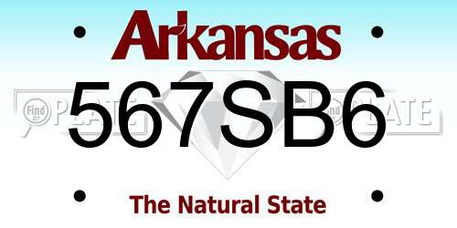 567SB6 Arkansas License Plate