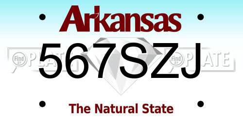567SZJ Arkansas License Plate