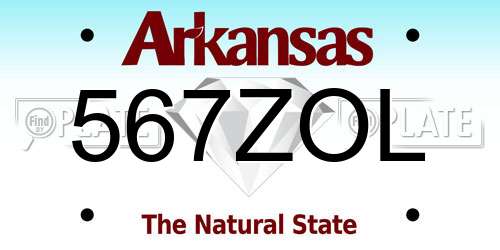 567ZOL Arkansas License Plate