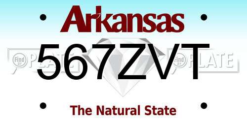 567ZVT Arkansas License Plate