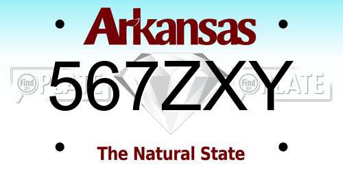 567ZXY Arkansas License Plate