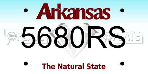 5680RS Arkansas License Plate