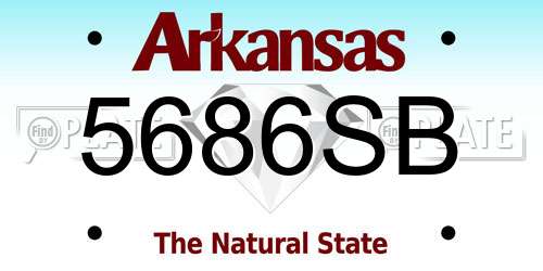 5686SB Arkansas License Plate