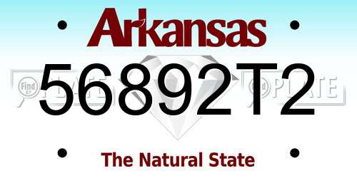 56892T2 Arkansas License Plate