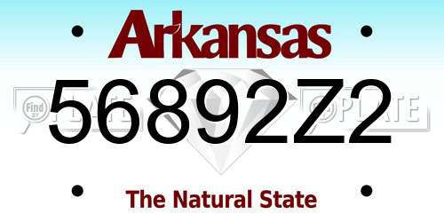 56892Z2 Arkansas License Plate