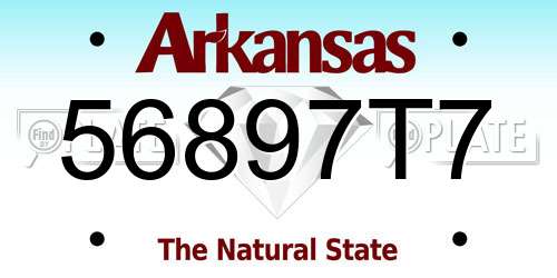 56897T7 Arkansas License Plate