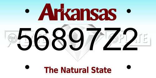 56897Z2 Arkansas License Plate
