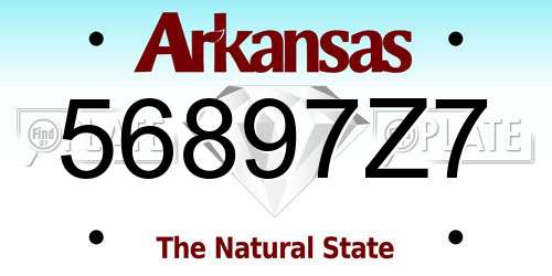 56897Z7 Arkansas License Plate
