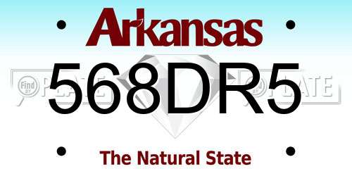 568DR5 Arkansas License Plate