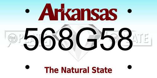 568G58 Arkansas License Plate
