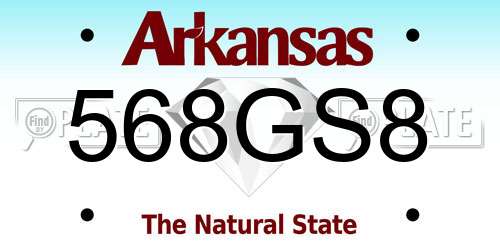 568GS8 Arkansas License Plate