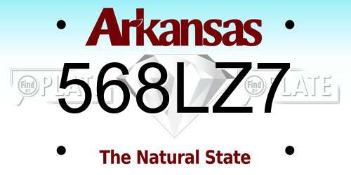 568LZ7 Arkansas License Plate