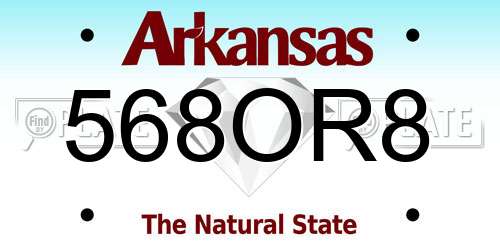 568OR8 Arkansas License Plate