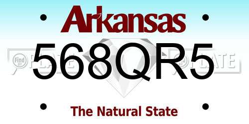 568QR5 Arkansas License Plate