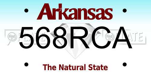 568RCA Arkansas License Plate