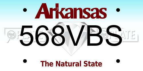 568VBS Arkansas License Plate