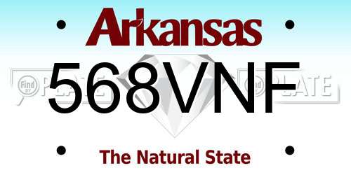 568VNF Arkansas License Plate