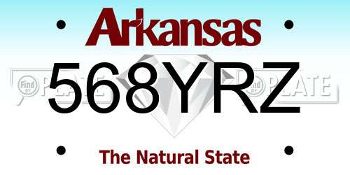 568YRZ Arkansas License Plate