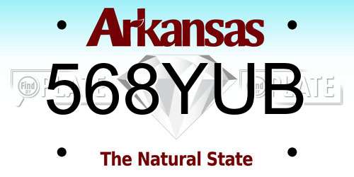 568YUB Arkansas License Plate