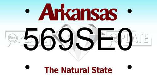 569SE0 Arkansas License Plate