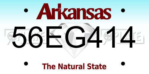 56EG414 Arkansas License Plate