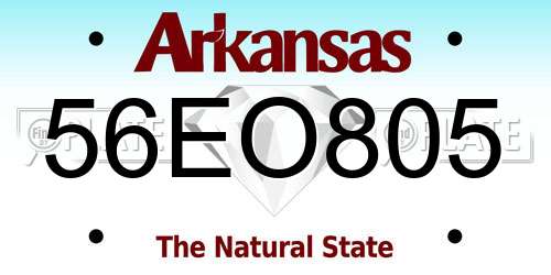 56EO805 Arkansas License Plate