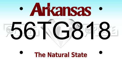 56TG818 Arkansas License Plate