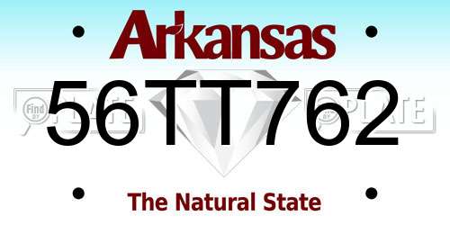 56TT762 Arkansas License Plate
