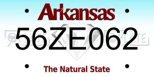 56ZE062 Arkansas License Plate