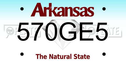 570GE5 Arkansas License Plate