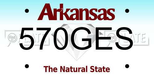 570GES Arkansas License Plate