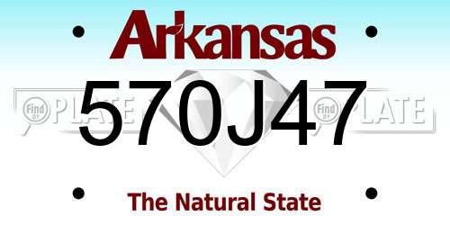 570J47 Arkansas License Plate