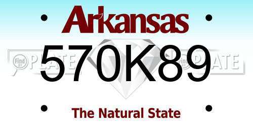 570K89 Arkansas License Plate