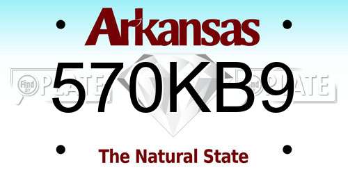 570KB9 Arkansas License Plate