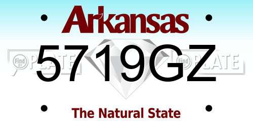 5719GZ Arkansas License Plate