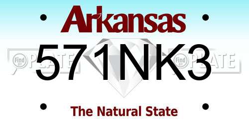 571NK3 Arkansas License Plate