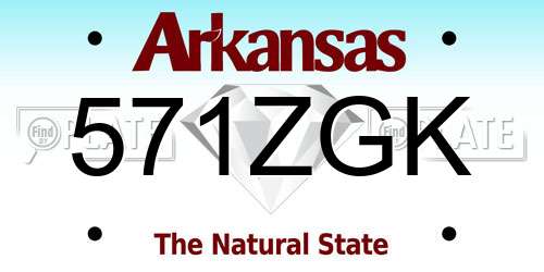 571ZGK Arkansas License Plate