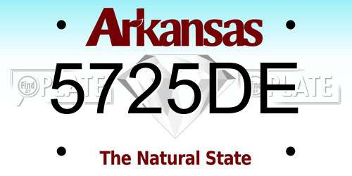 5725DE Arkansas License Plate