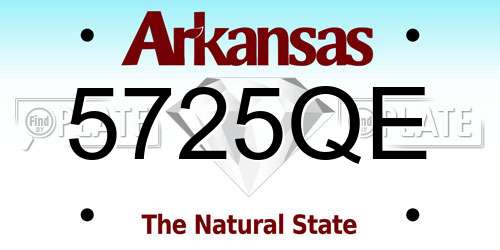 5725QE Arkansas License Plate