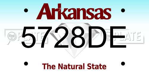 5728DE Arkansas License Plate