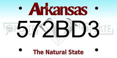 572BD3 Arkansas License Plate